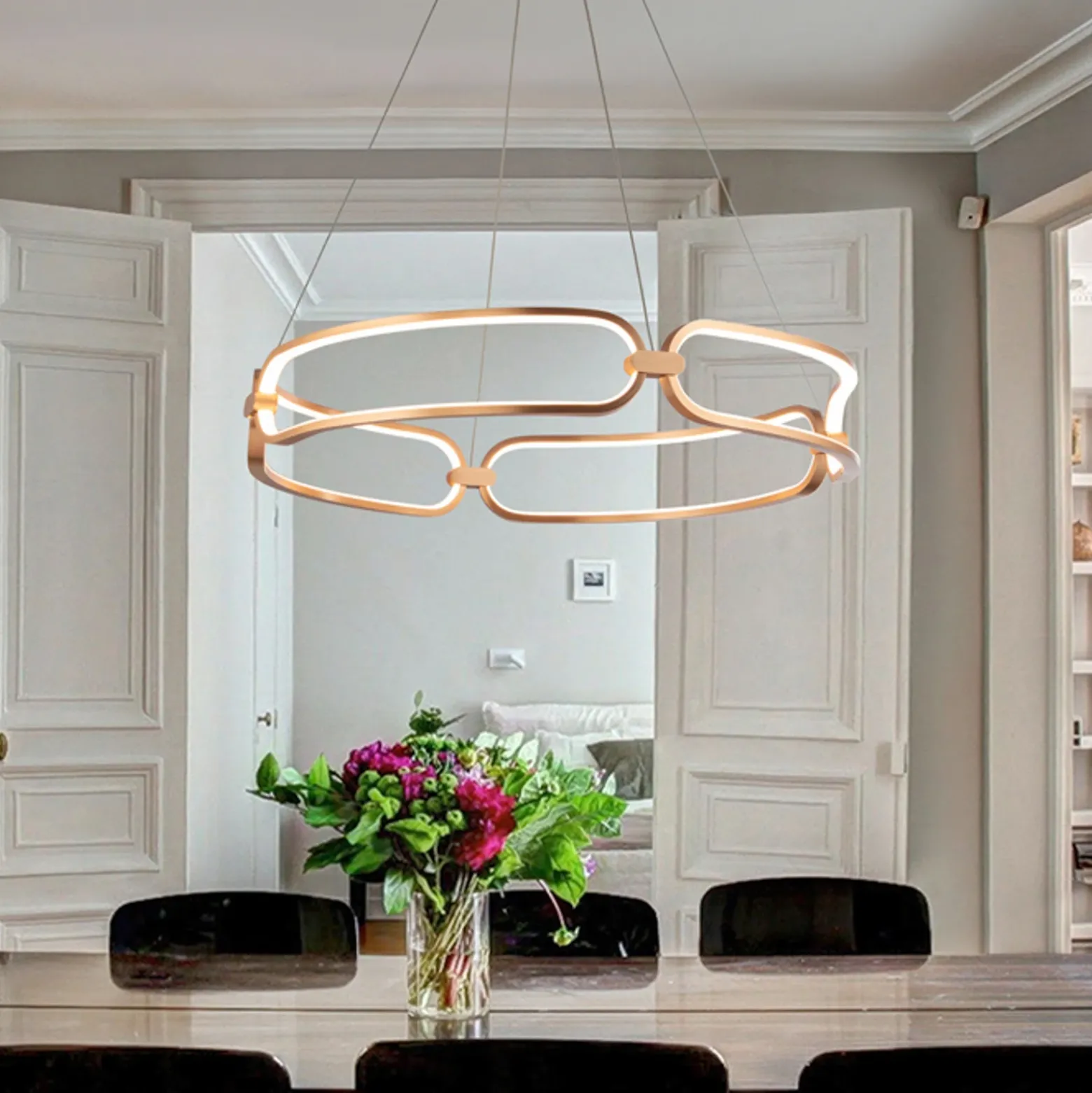 Colette Lámpara colgante LED, oro rosa