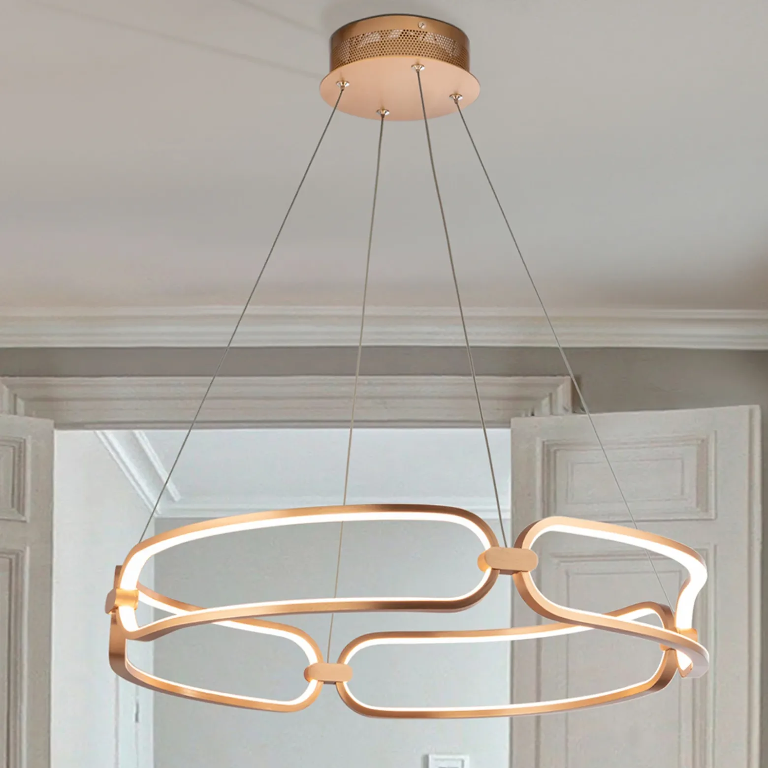Colette Lámpara colgante LED, oro rosa