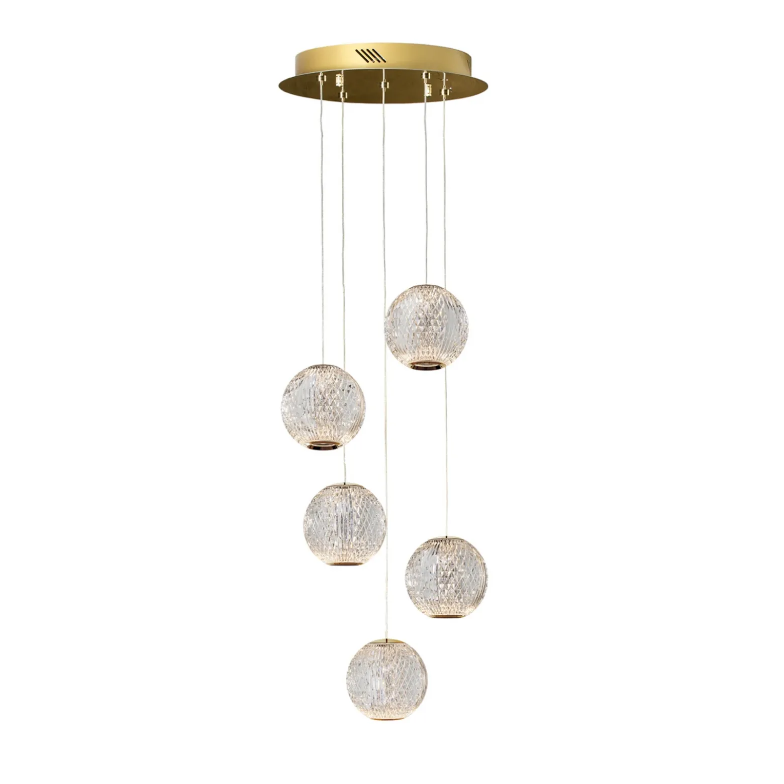 Colgante LED Austral oro/claro 5 luces redondo