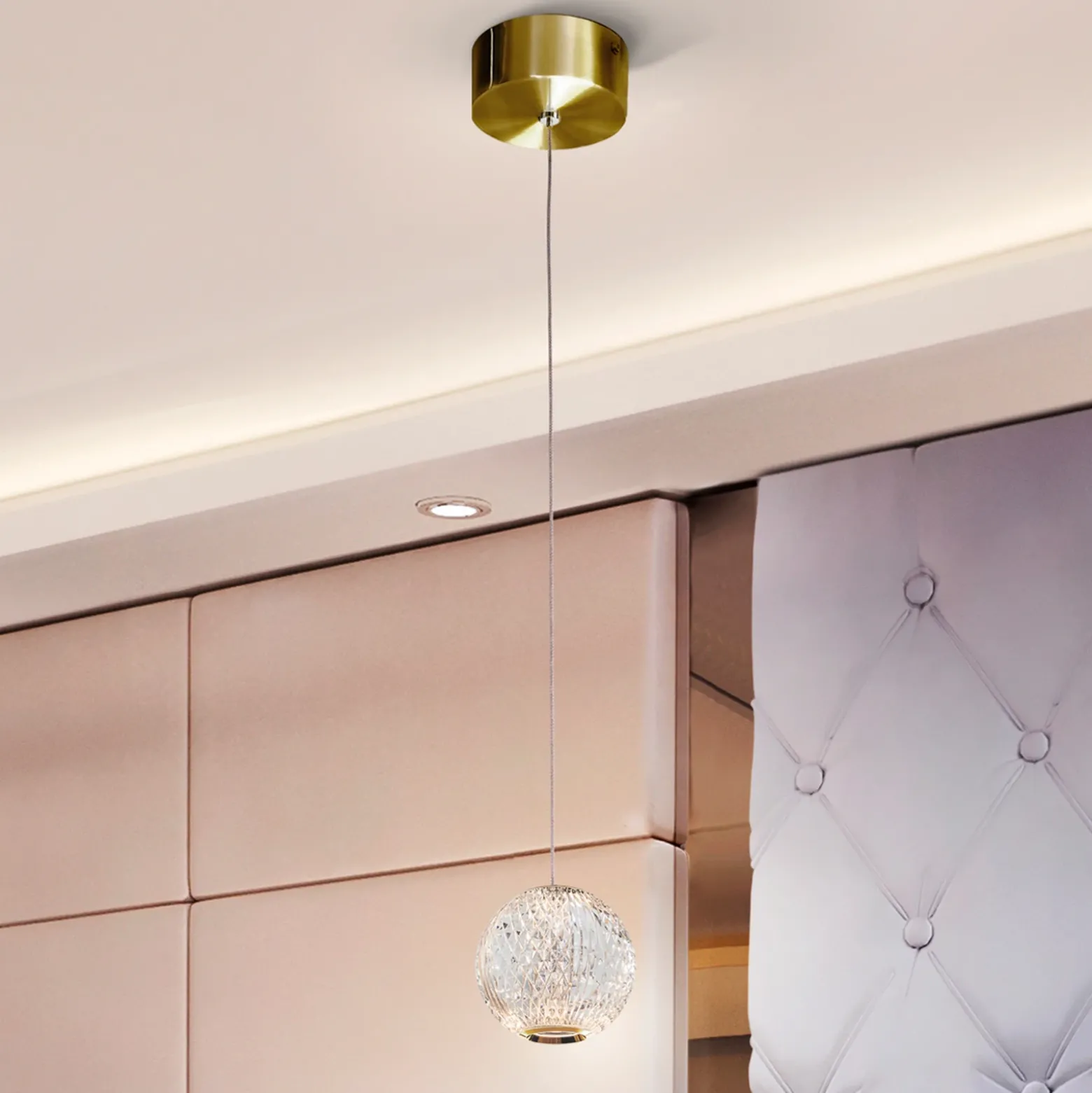Colgante LED Austral, oro/transparente, 1 luz