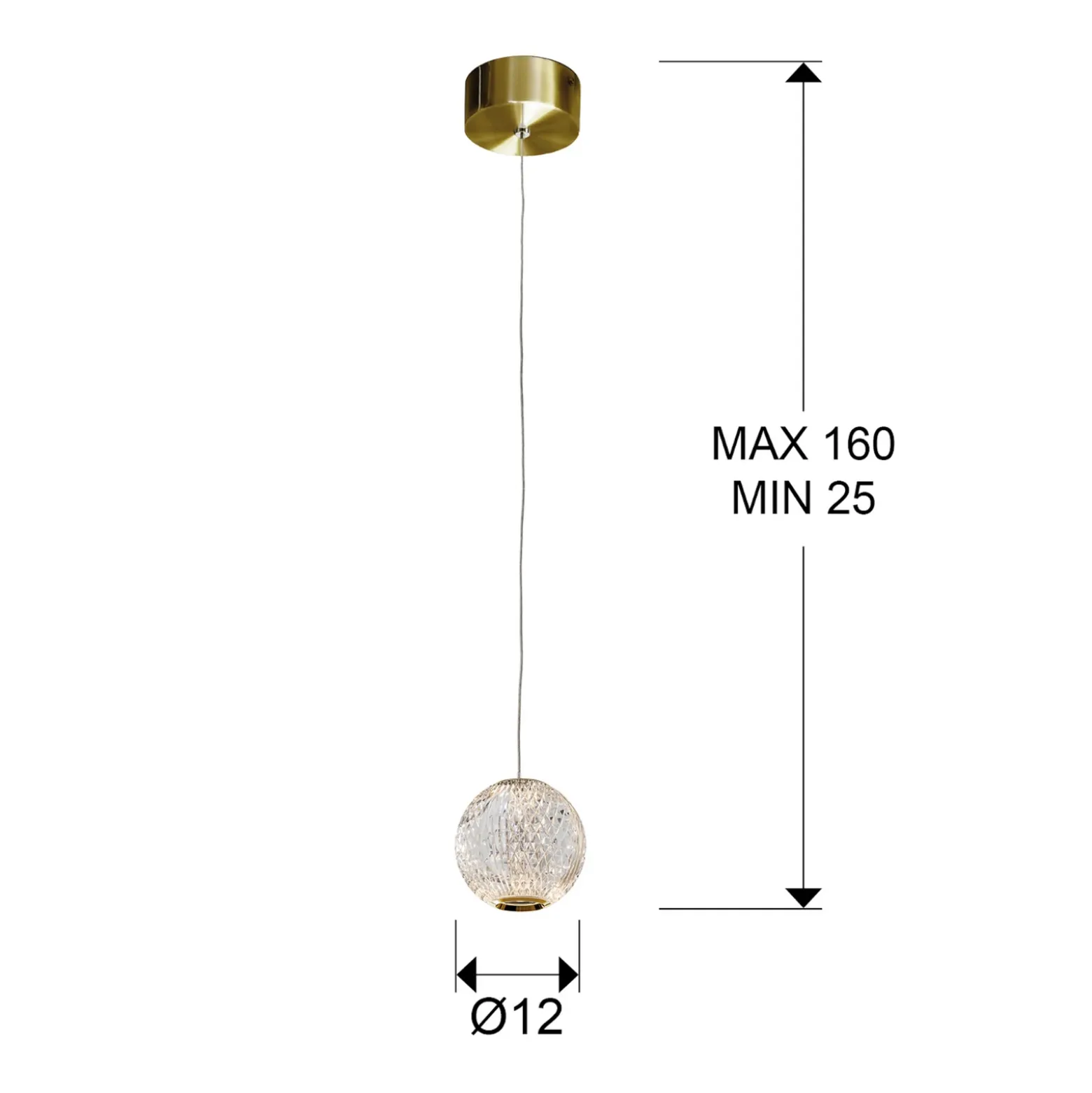 Colgante LED Austral, oro/transparente, 1 luz