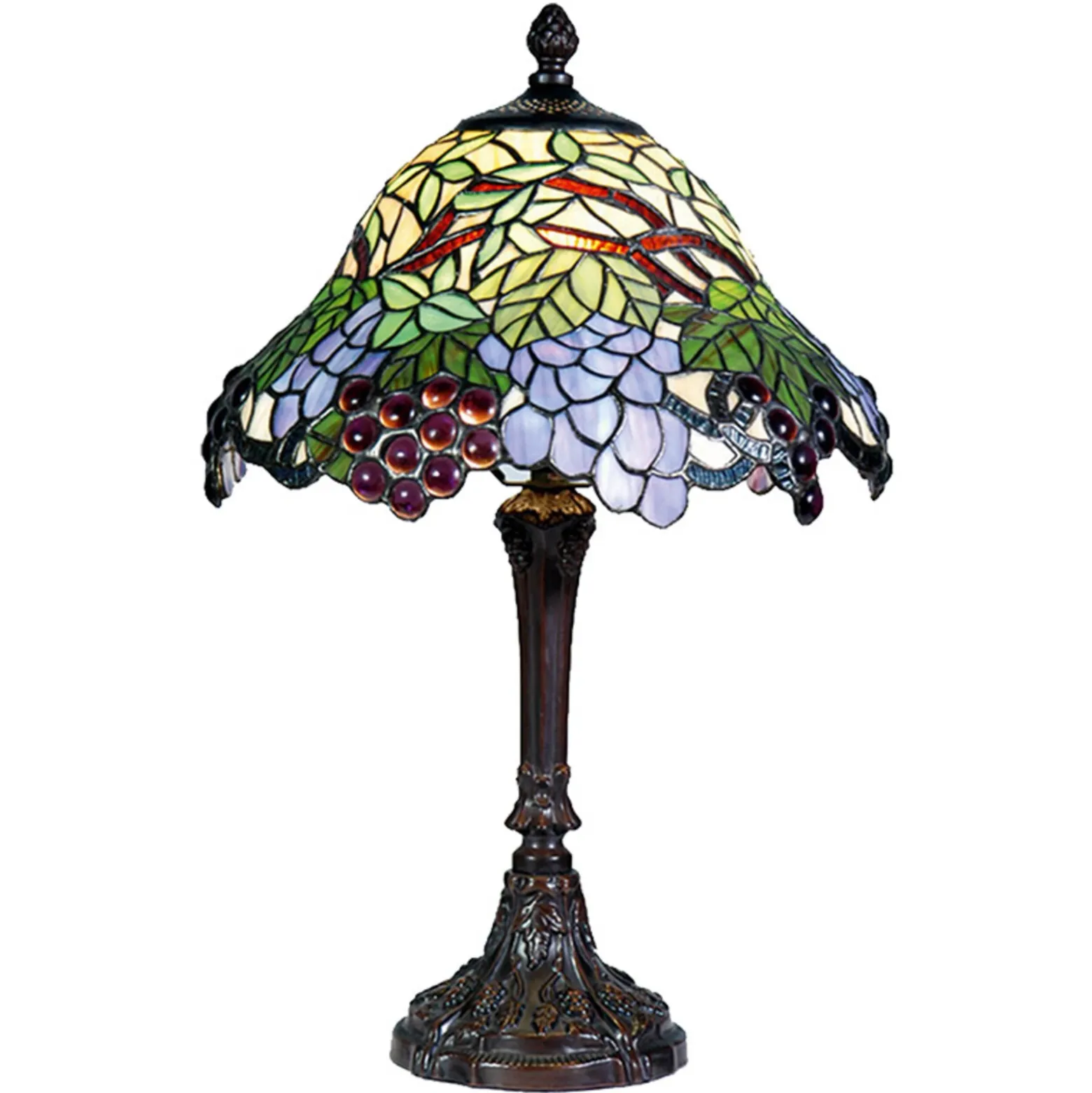 Colorida lámpara de mesa Lotta en estilo Tiffany