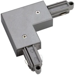 Conector angular SLV para riel monofásico gris plateado