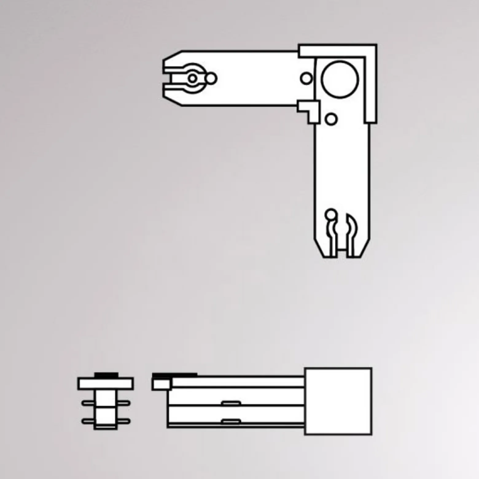 Conector de esquina Volare riel bifásico, 90°, blanco