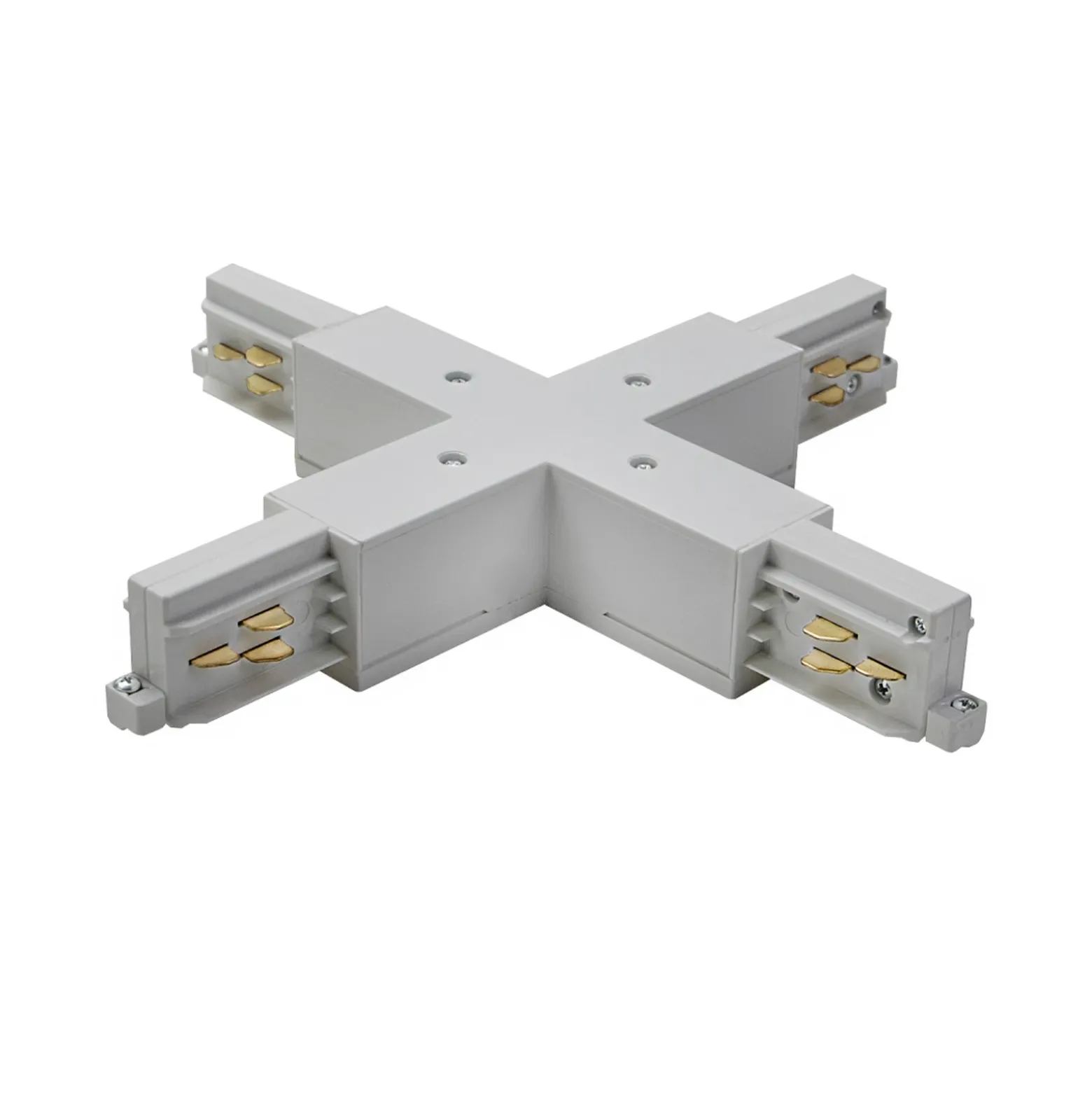 Conector en cruz BRUMBERG plateado para el sistema de rieles ONETRACK