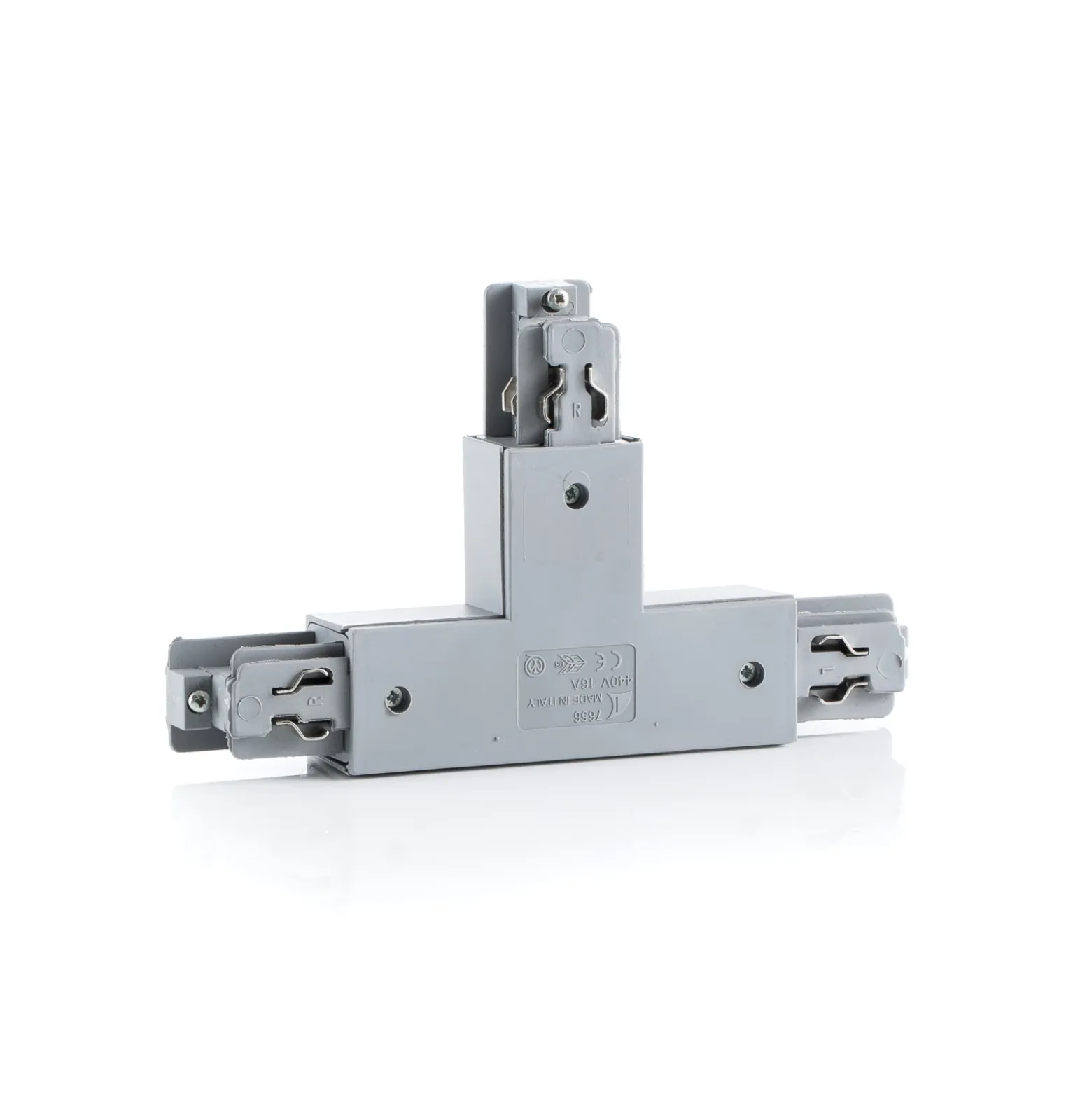 Conector en T Ivela tierra derecha, plateado