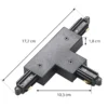 Conector en T Lindby Linaro, negro, sistema de riel monofásico