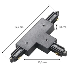 Conector en T Lindby Linaro, negro, sistema de riel monofásico