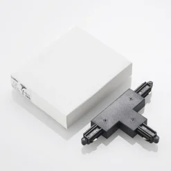 Conector en T Lindby Linaro, negro, sistema de riel monofásico