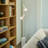 Conjunto de lámpara de pie, gris claro, altura 160 cm, hierro/vidrio, 2 luces