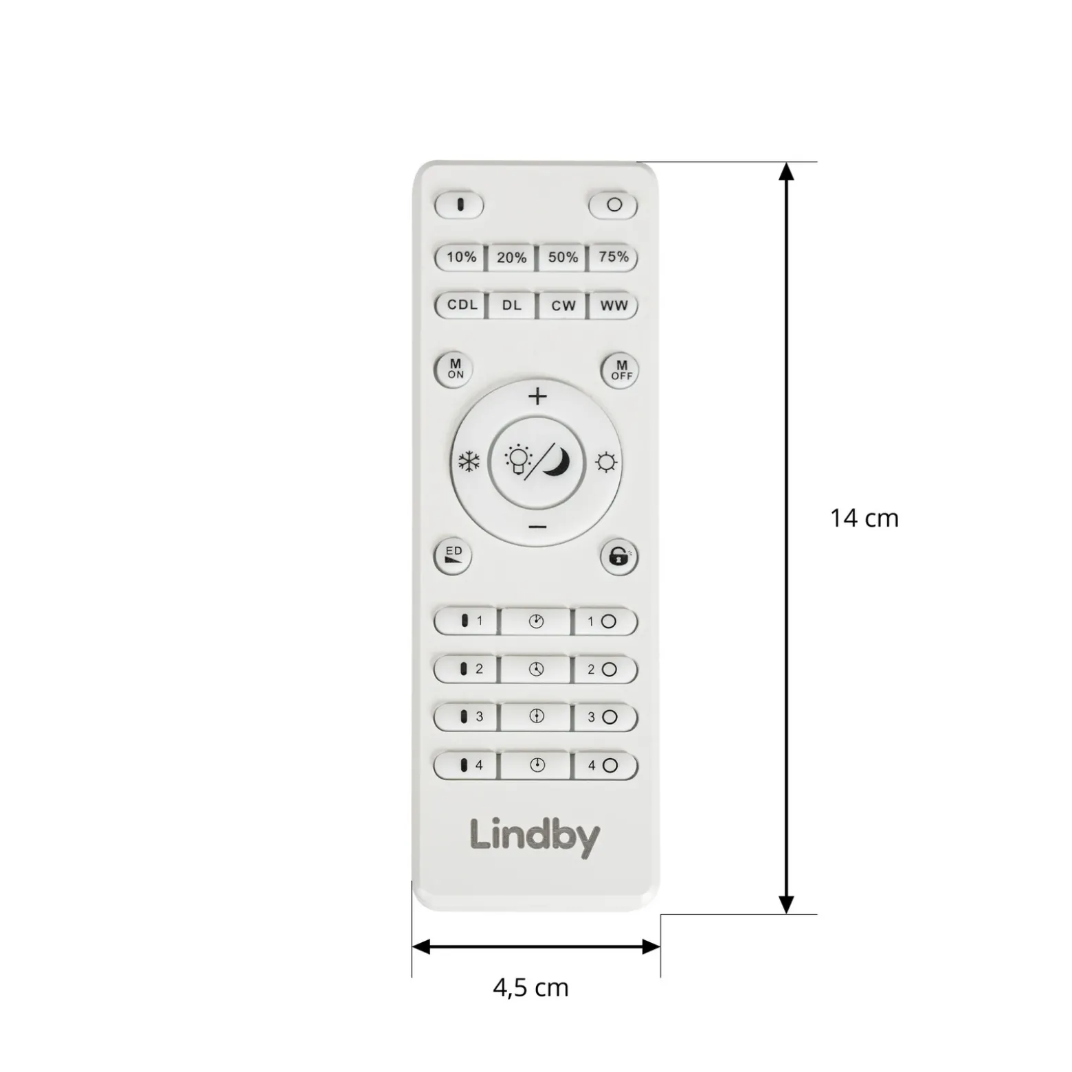 Control remoto Lindby Lumaro, blanco, longitud 14 cm
