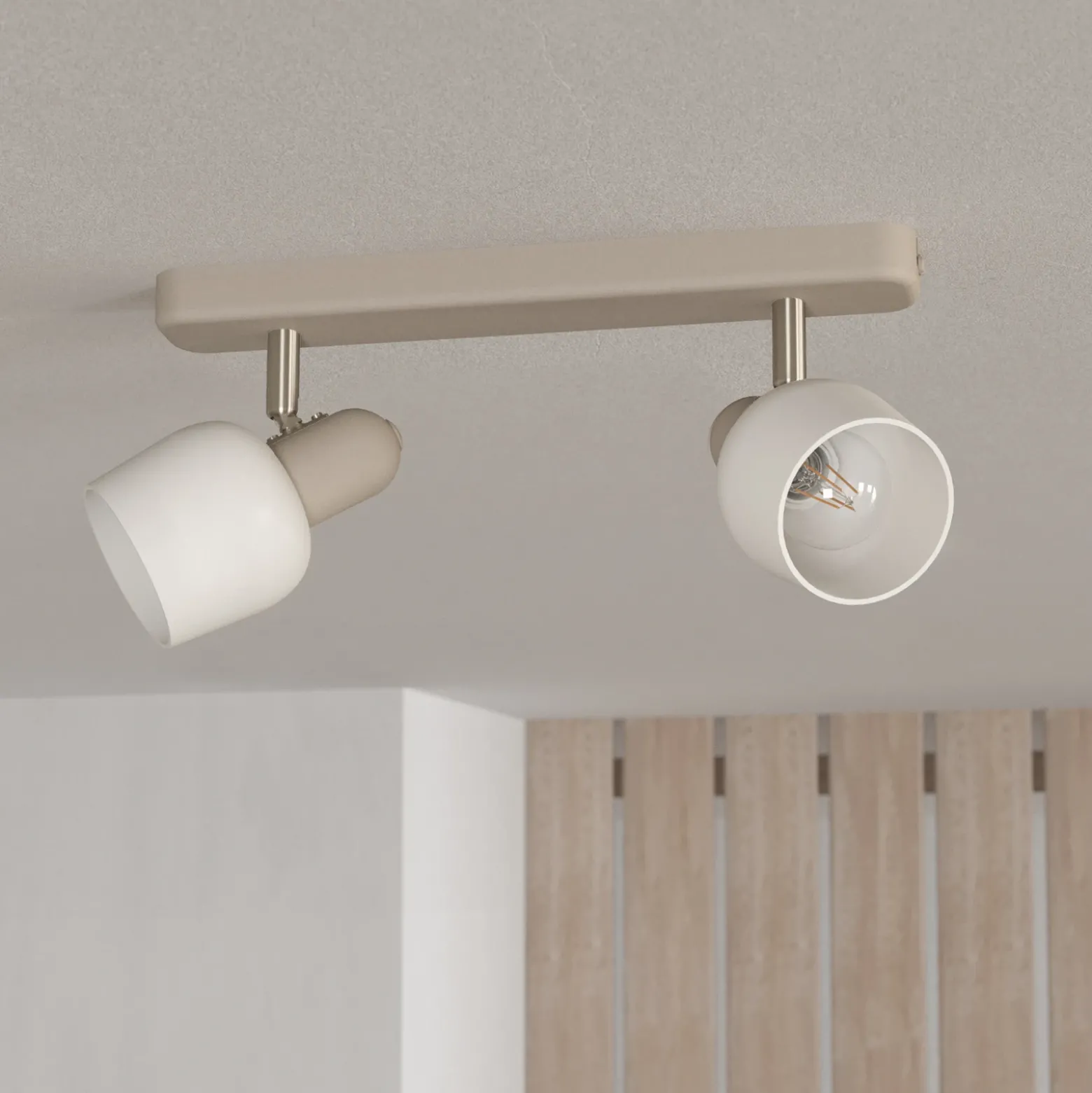 Corato downlight de techo, arena/níquel/opal, 2 luces.