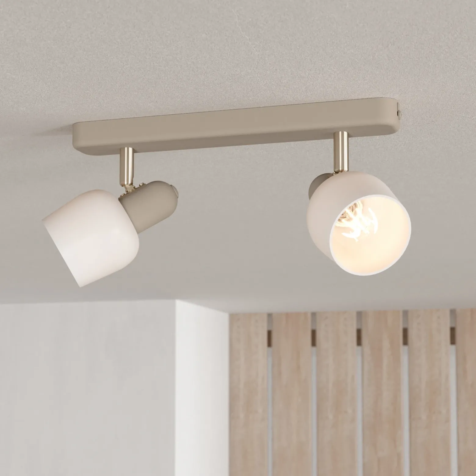 Corato downlight de techo, arena/níquel/opal, 2 luces.
