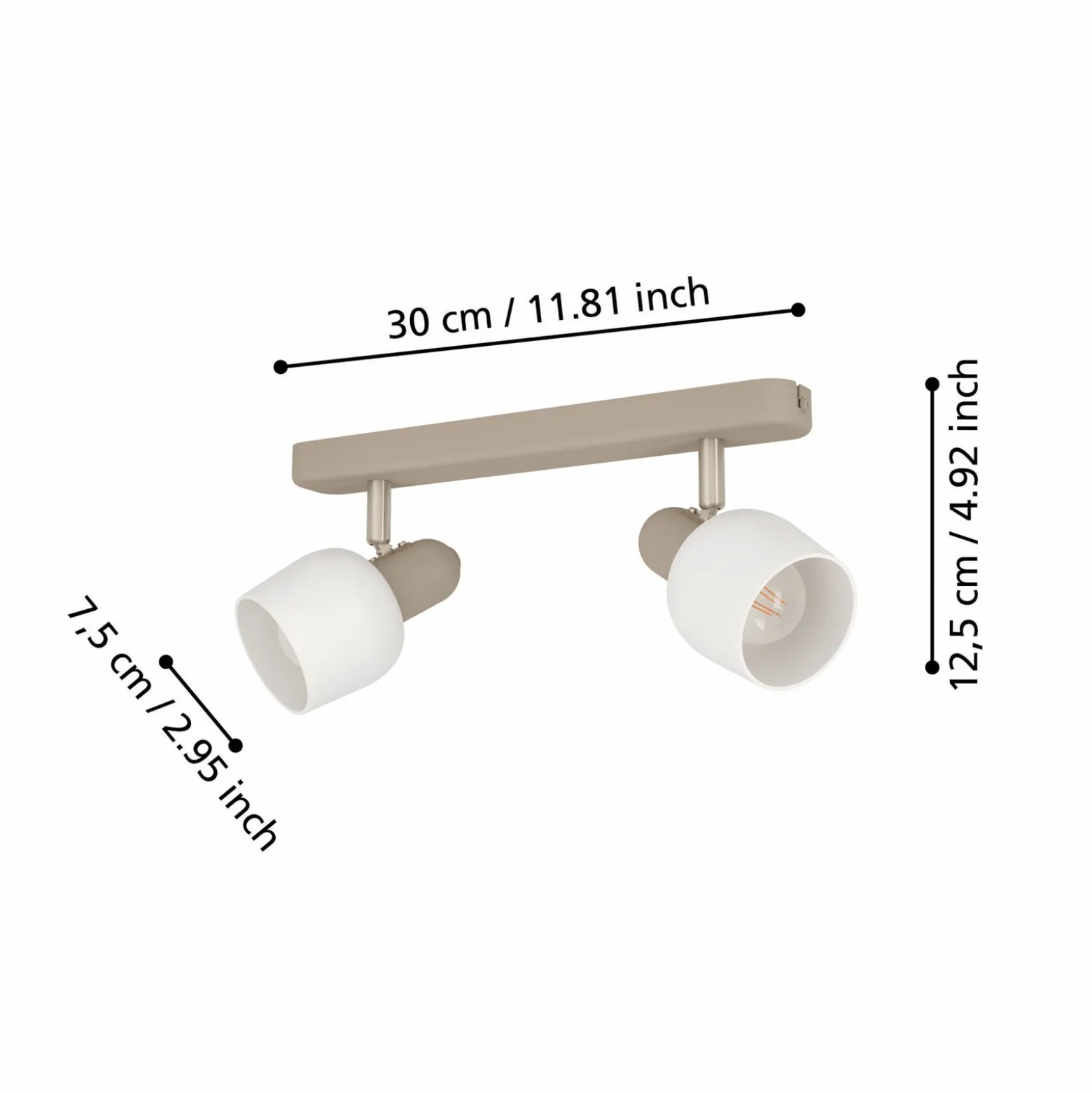 Corato downlight de techo, arena/níquel/opal, 2 luces.