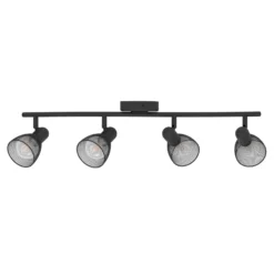 Corvigno downlight de techo, longitud 64 cm, negro, 4 luces, acero