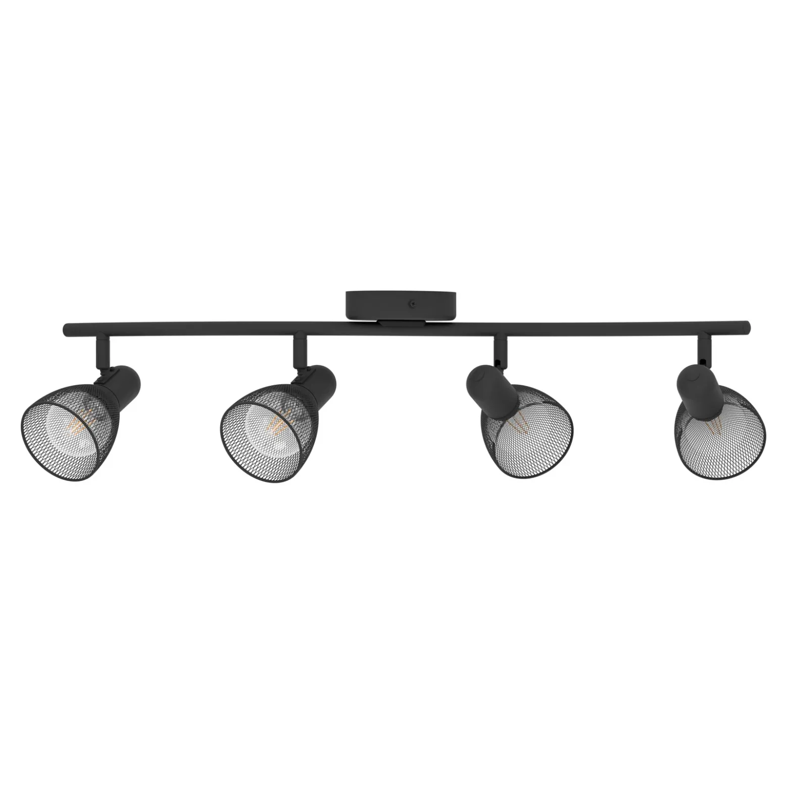 Corvigno downlight de techo, longitud 64 cm, negro, 4 luces, acero