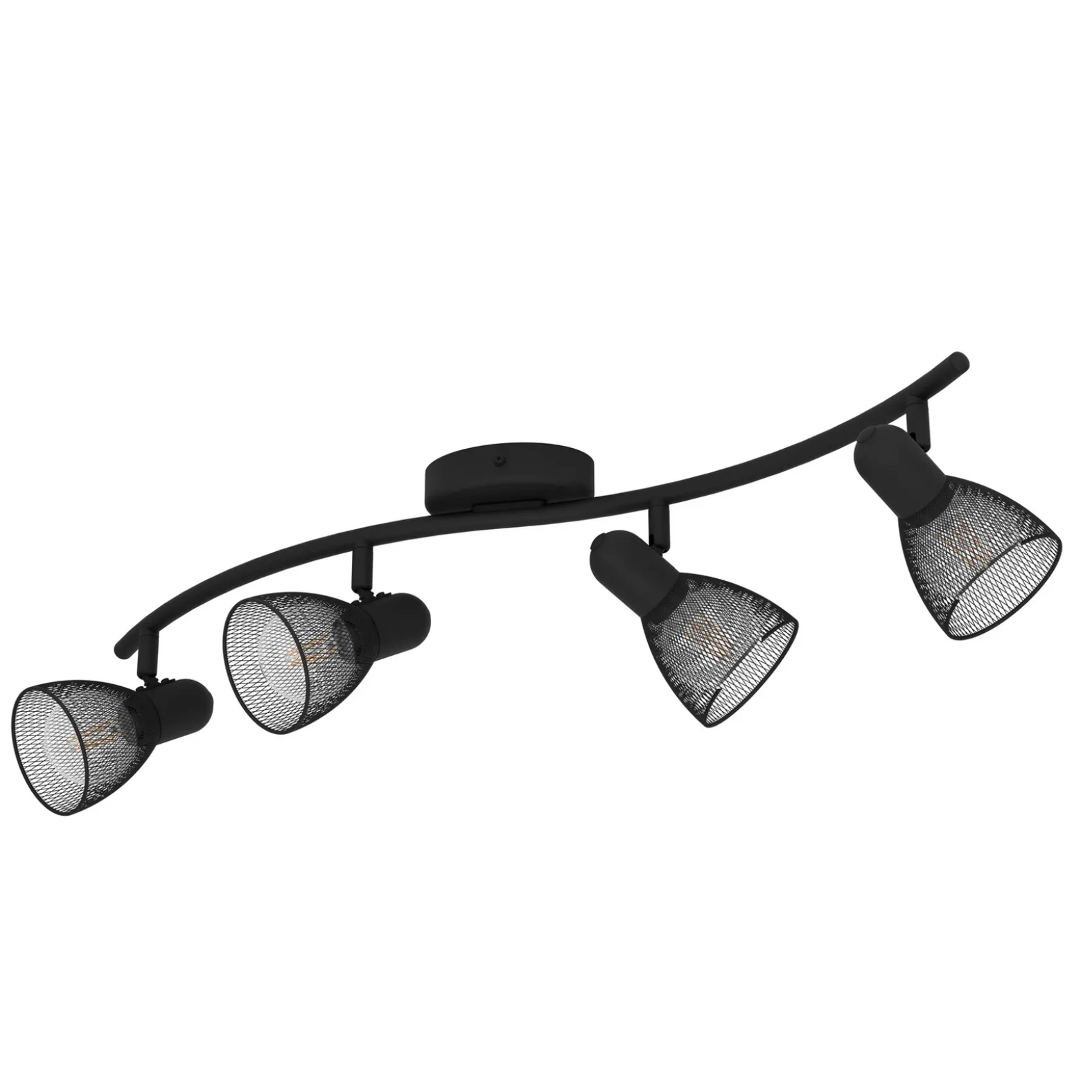 Corvigno downlight de techo, longitud 64 cm, negro, 4 luces, acero