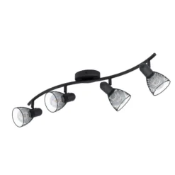 Corvigno downlight de techo, longitud 64 cm, negro, 4 luces, acero