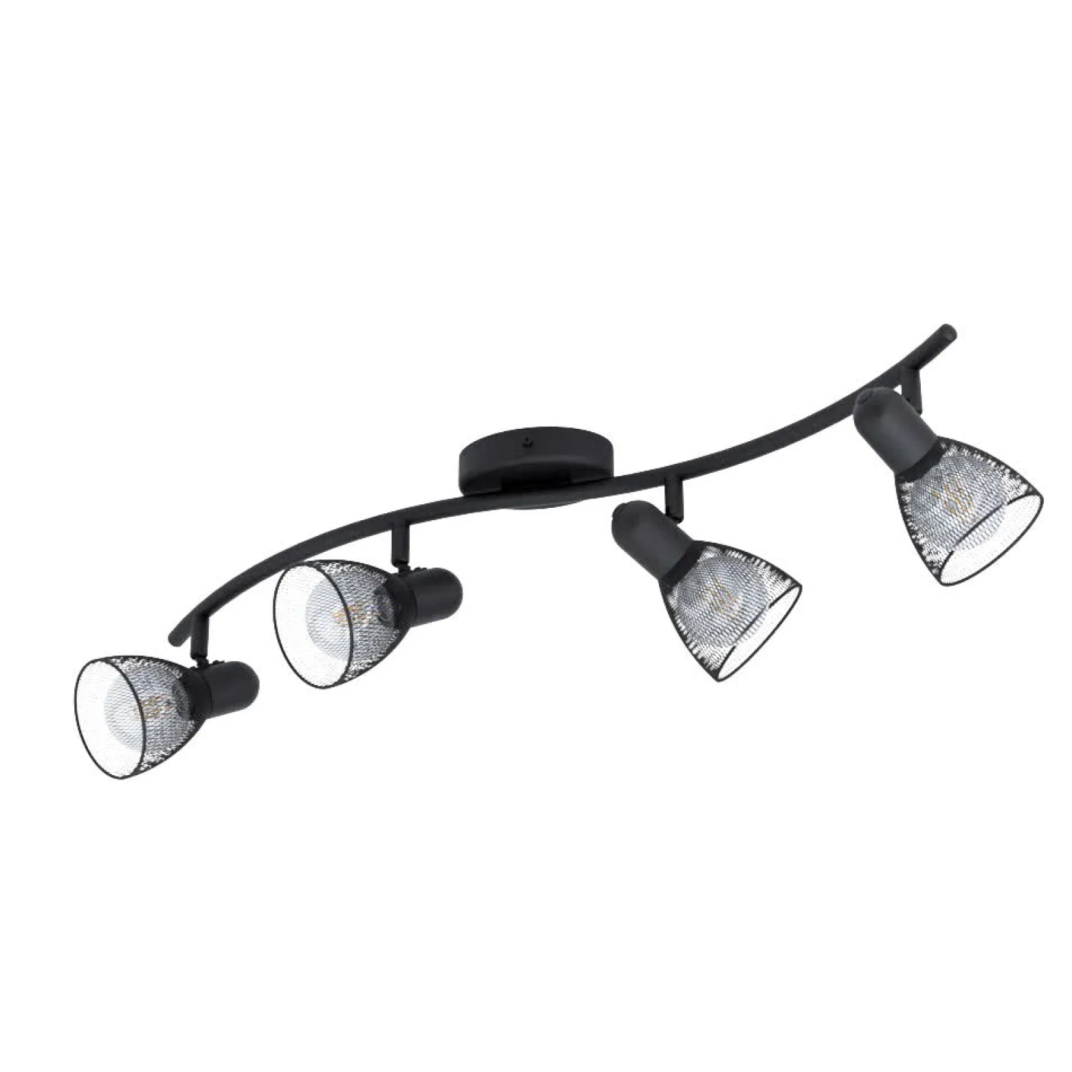 Corvigno downlight de techo, longitud 64 cm, negro, 4 luces, acero