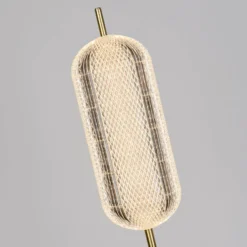 Cápsula lámpara de pie LED, color latón, hierro, acrílico
