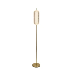 Cápsula lámpara de pie LED, color latón, hierro, acrílico