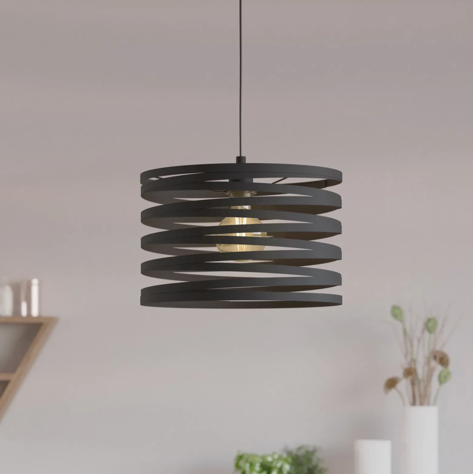 Cremella lámpara colgante, Ø 37 cm, negro, acero
