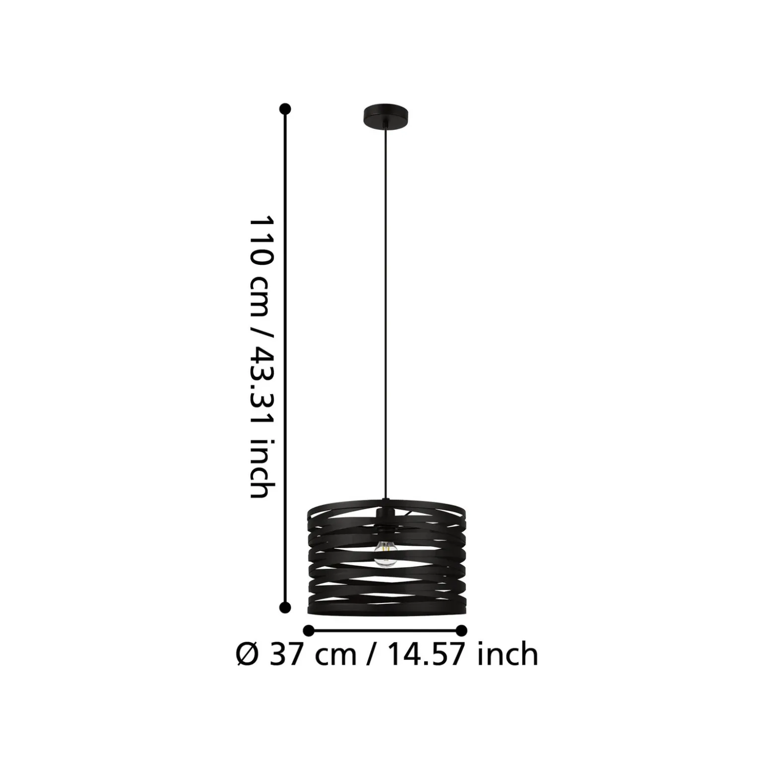 Cremella lámpara colgante, Ø 37 cm, negro, acero