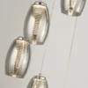 Cyclone Lámpara colgante LED, 5 luces, color humo, cristal