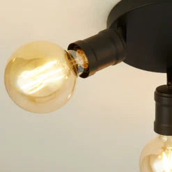 Dance downlight de techo, 3 luces, negro, metal, E27, Ø 30 cm