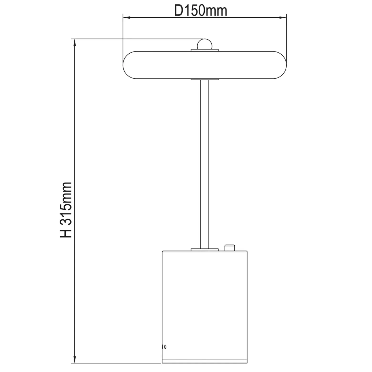De mesa LED Seta, batería, cemento, pantalla negro