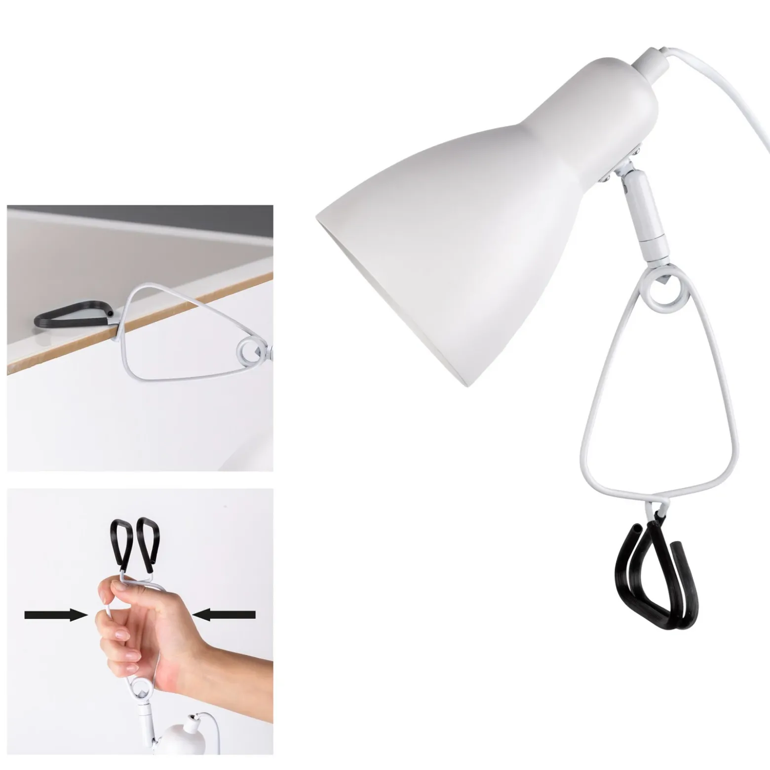 De pinza Mara ajustable cable del enchufe, blanco