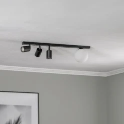 Downlight Baster 4, acero, 4 luces, 3 focos, esfera