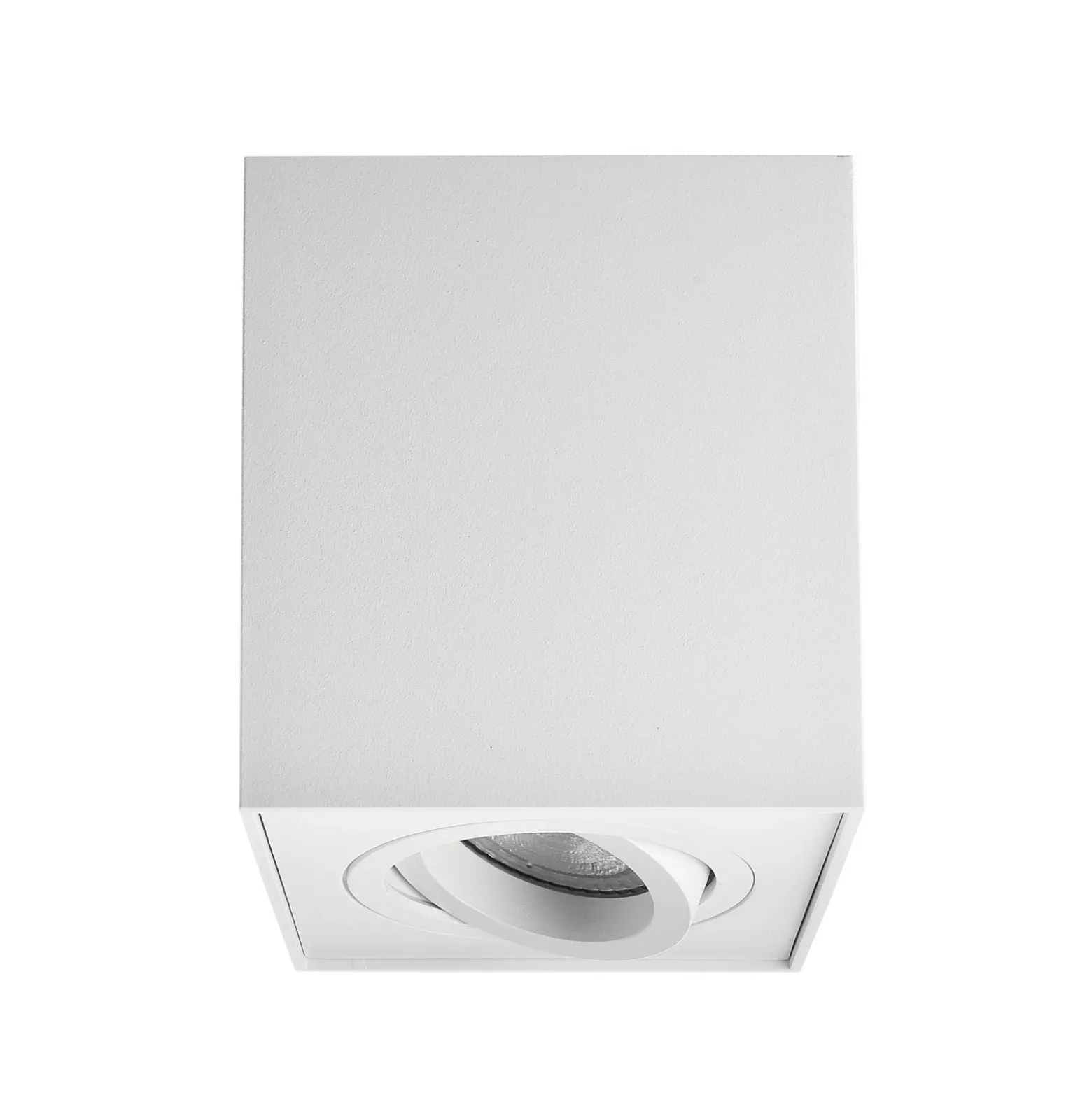 Downlight Bengala angular, blanco, aluminio, GU10, orientable