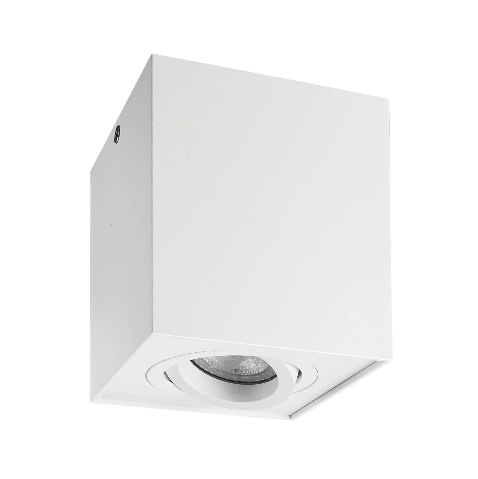 Downlight Bengala angular, blanco, aluminio, GU10, orientable