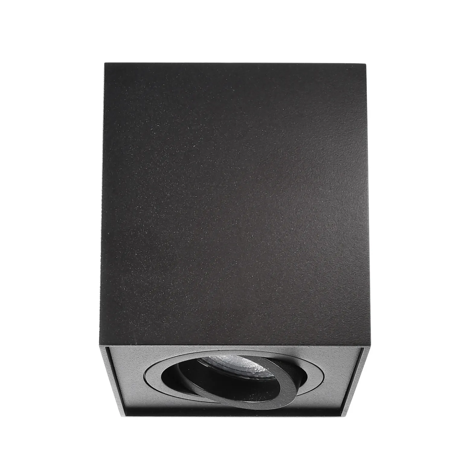 Downlight Bengala angular, negro, aluminio, GU10, orientable