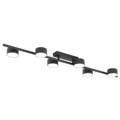 Downlight Bet, longitud 100 cm, negro, metal, 6 luces.