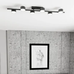 Downlight Bet, longitud 100 cm, negro, metal, 6 luces.