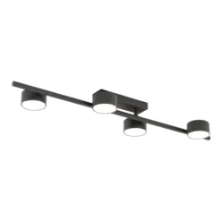 Downlight Bet, longitud 80 cm, negro, metal, 4 luces.