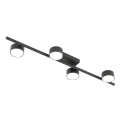 Downlight Bet, longitud 80 cm, negro, metal, 4 luces.
