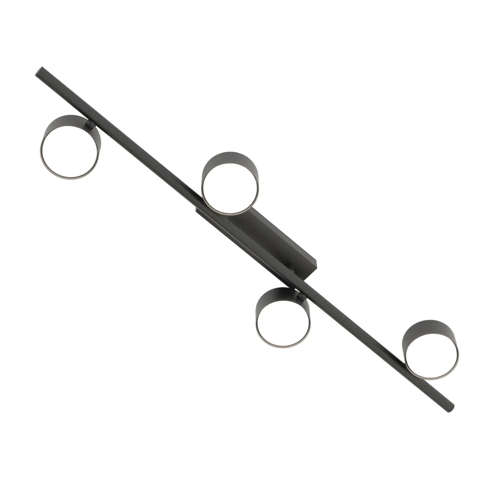 Downlight Bet, longitud 80 cm, negro, metal, 4 luces.