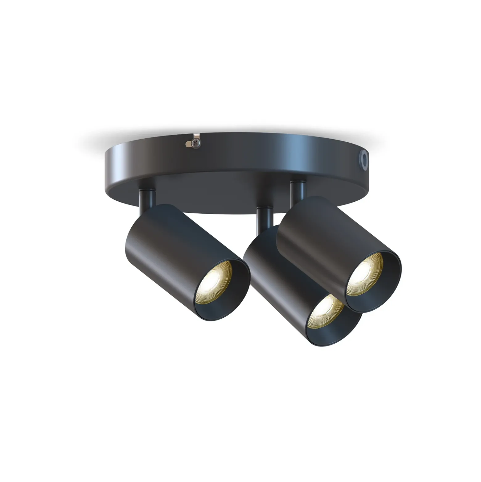 Downlight Calex GU10, negro, Ø 20 cm, 3 luces, metal