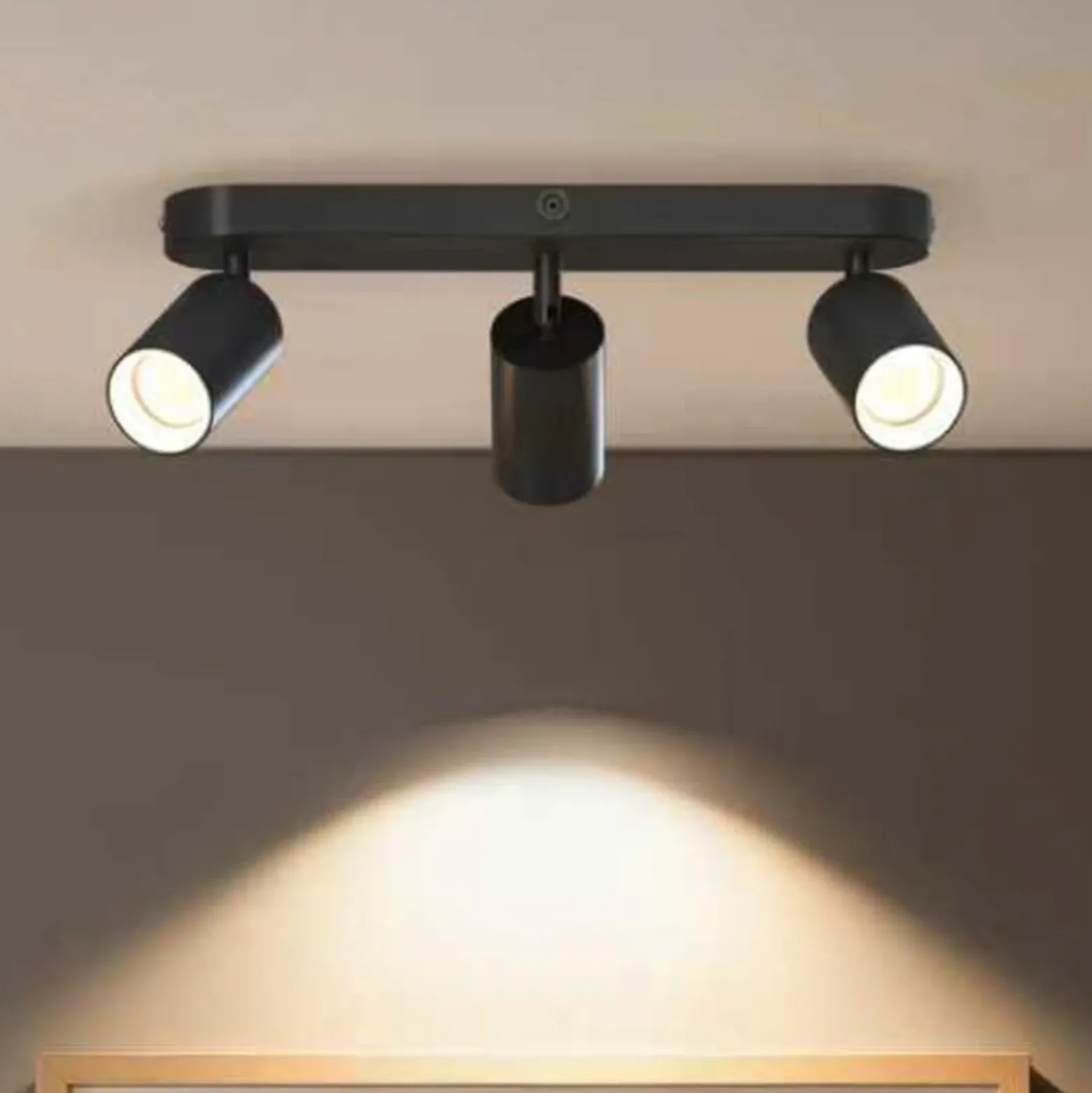 Downlight Calex GU10, negro, longitud 37 cm, 3 luces, metal