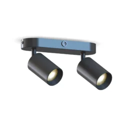 Downlight Calex GU10, negro, longitud 21 cm, 2 luces, metal