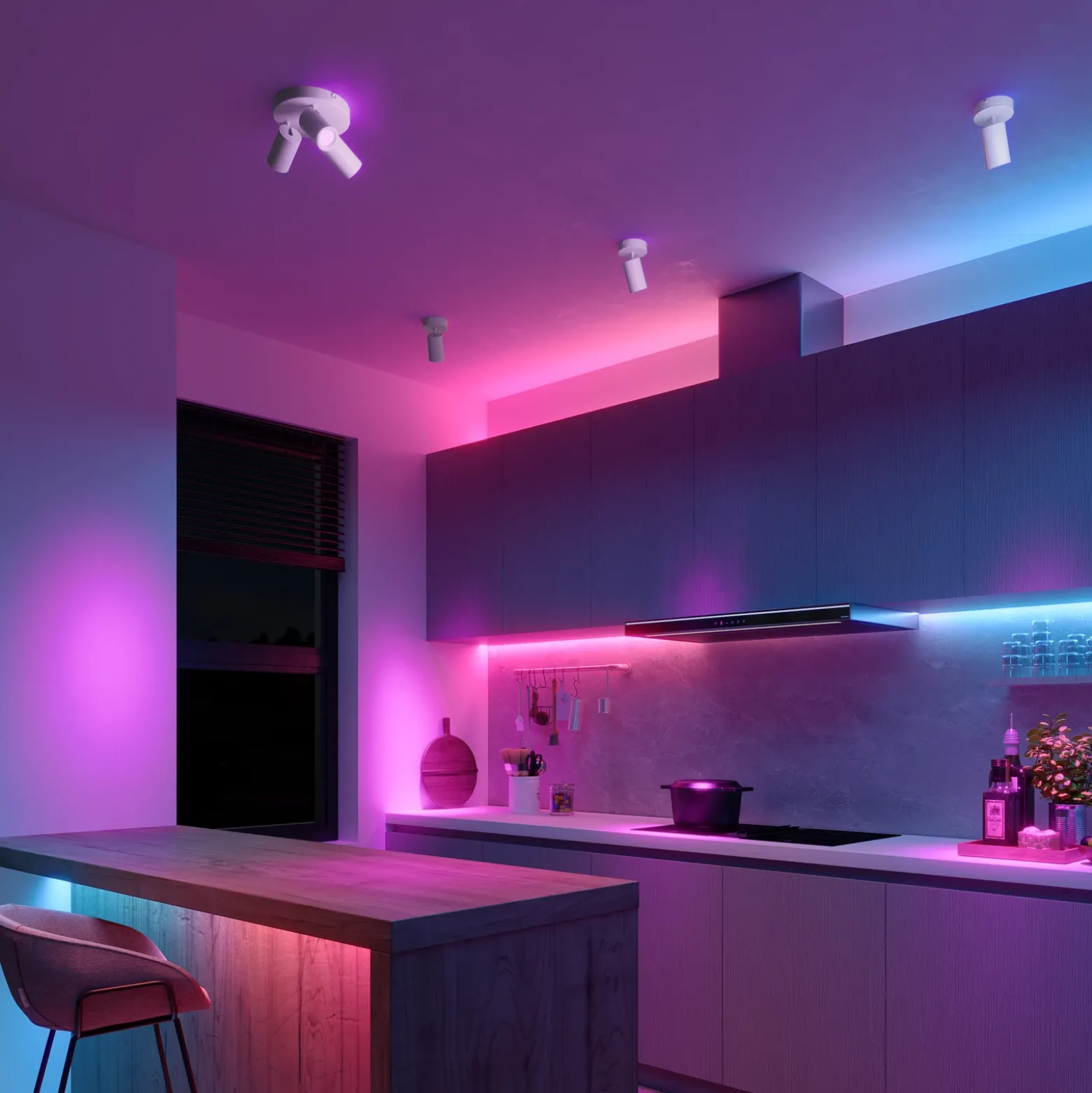 Downlight Calex Smart, blanco, Ø 21 cm, 3 luces, GU10-LED RGBW