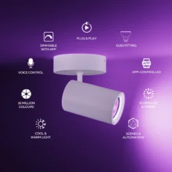 Downlight Calex Smart, blanco, Ø 10 cm, 1 luz, GU10-LED RGBW