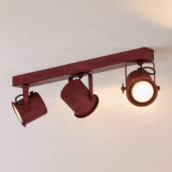 Downlight Canico, 3 luces, rojo