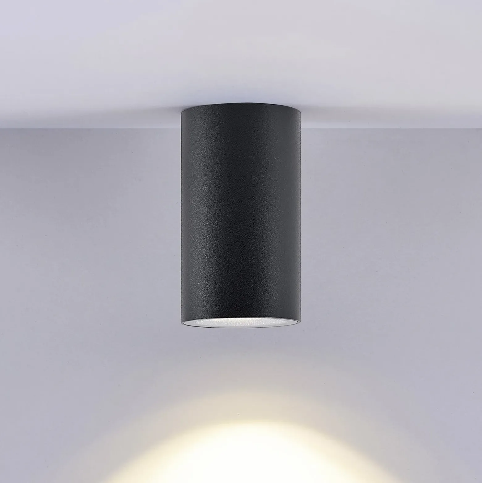 Downlight CAN, negro, IP44, Ø 6 cm, metal, GU10