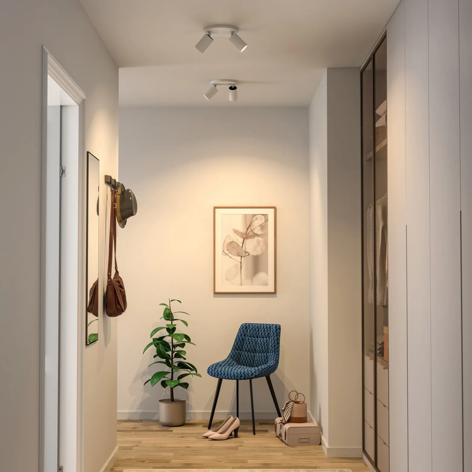Downlight CAN TILT, blanco, Ø 20 cm, 2 luces, metal, GU10