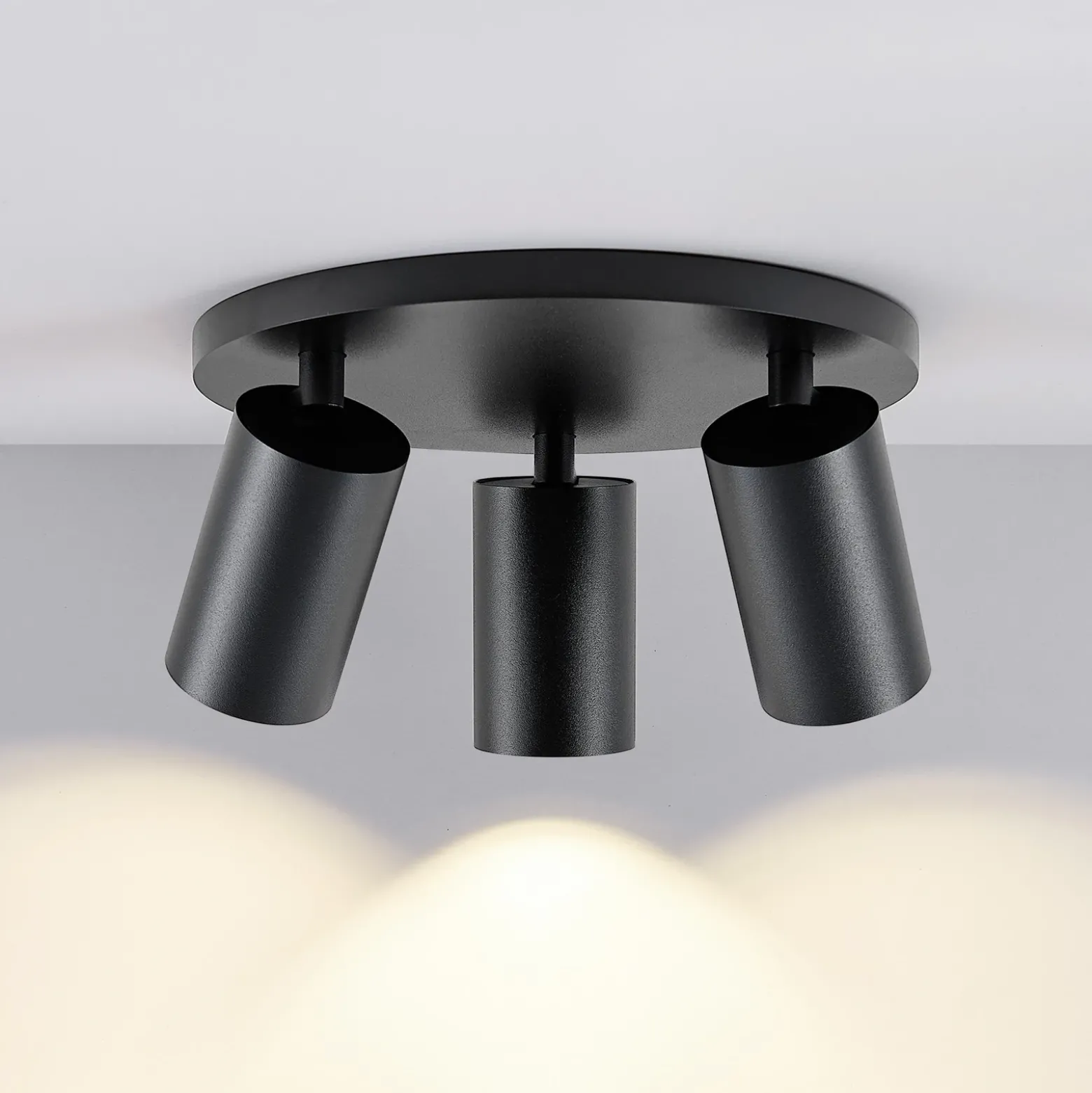 Downlight CAN TILT, negro, Ø 25 cm, 3 luces metal GU10