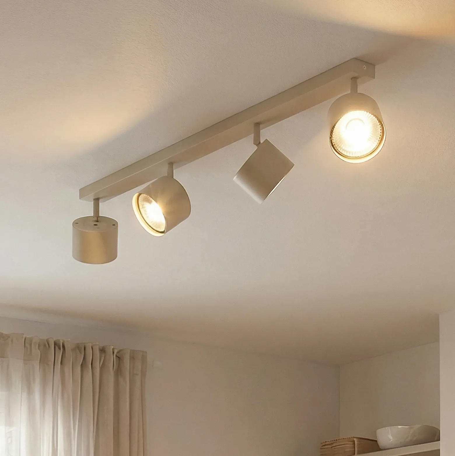 Downlight Chloe, color crema, 4 luces, orientable, GU10